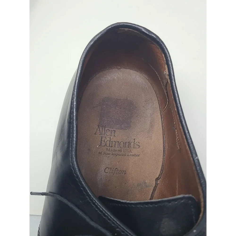 Allen Edmonds Clifton 3308 Black Leather Cap Toe Oxford Dress Shoes Mens 12